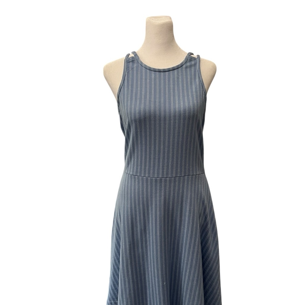 Blue and White Striped Halter Sleeveless Dress Size Medium